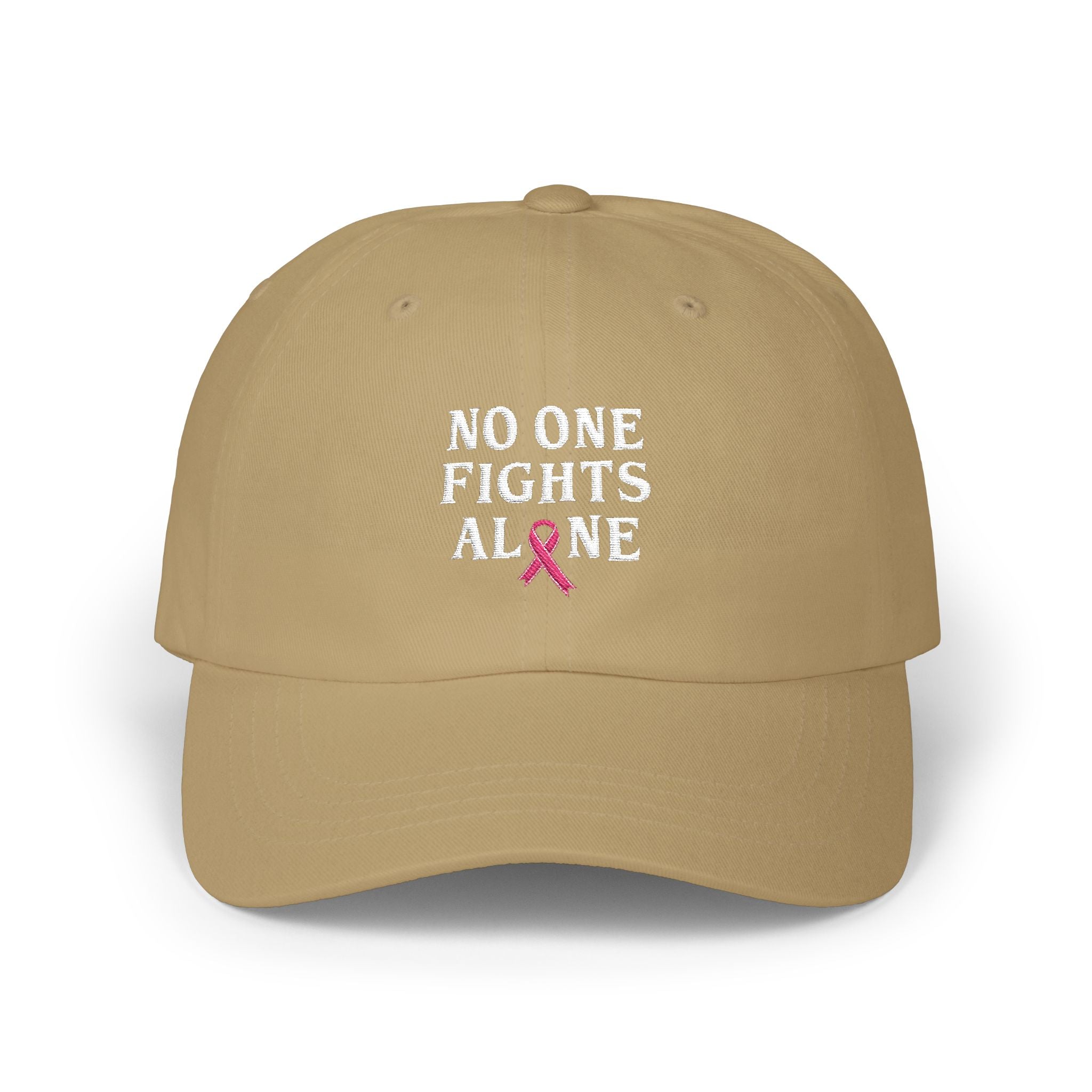 Ball Cap — "No One Fights Alone" Pink Ribbon Cancer Awareness Hat