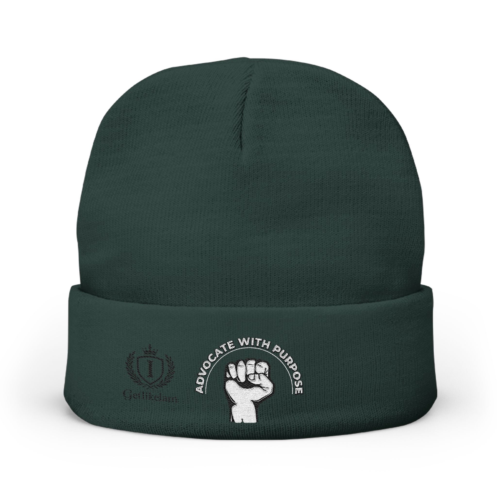 Embroidered "End Of Care With Attitude" Fist Knit Beanie