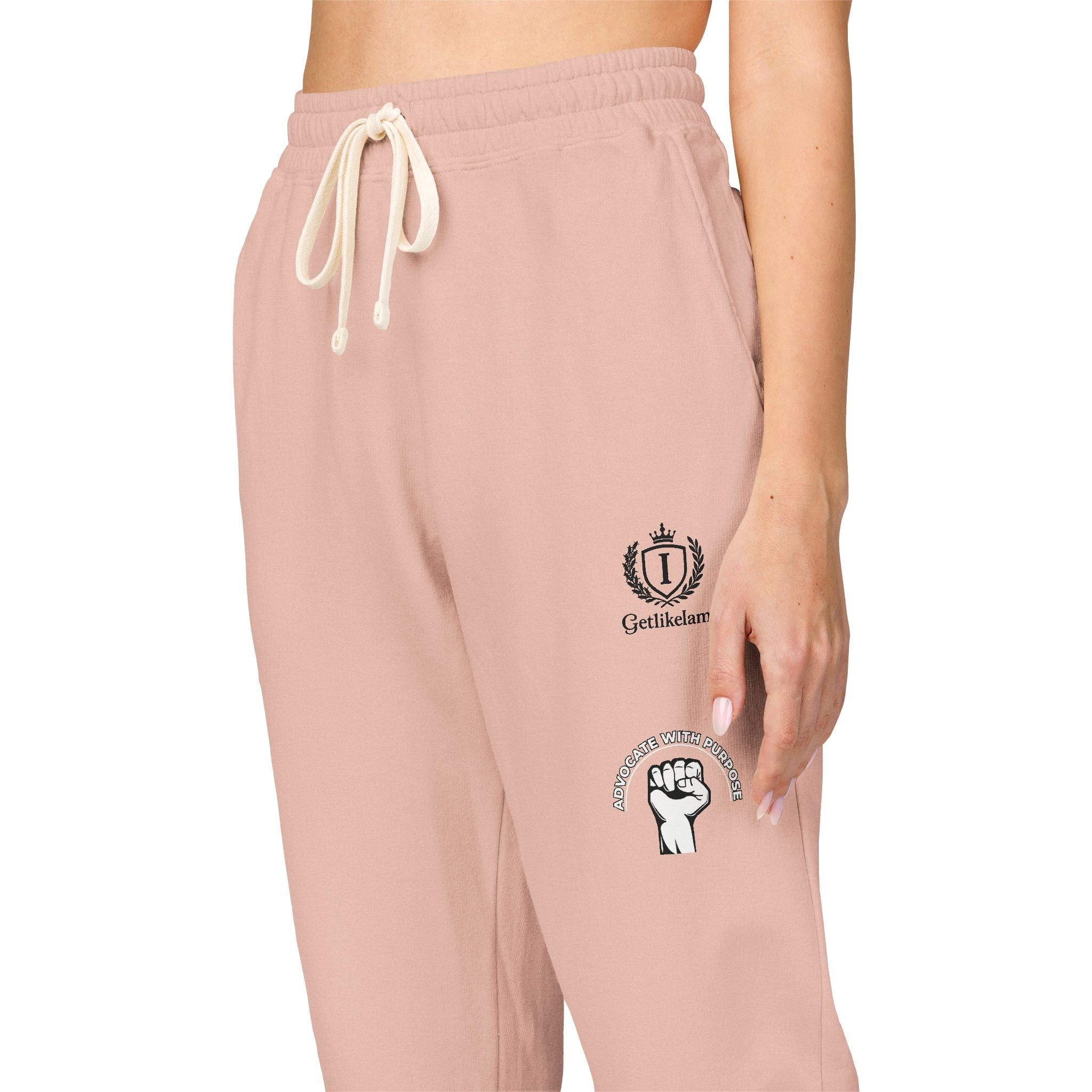 Embroidered Crest Sweatpants — Garment-Dyed Fleece Joggers