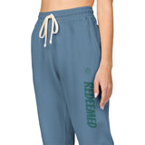 Cream 'Roosevelt' Vertical Logo Sweatpants — Cozy Garment-Dyed Fleece