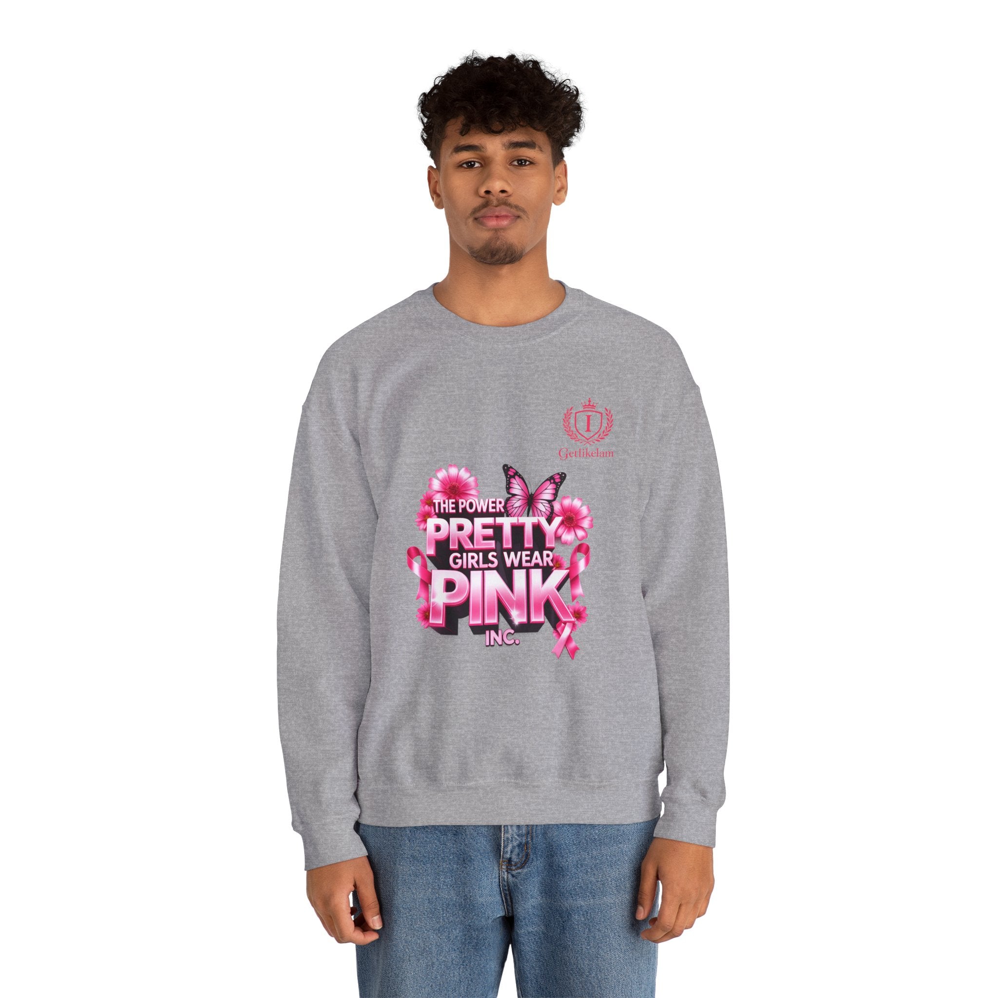 Pink Butterfly 'Pretty Girls Wear Pink' Crewneck Sweatshirt