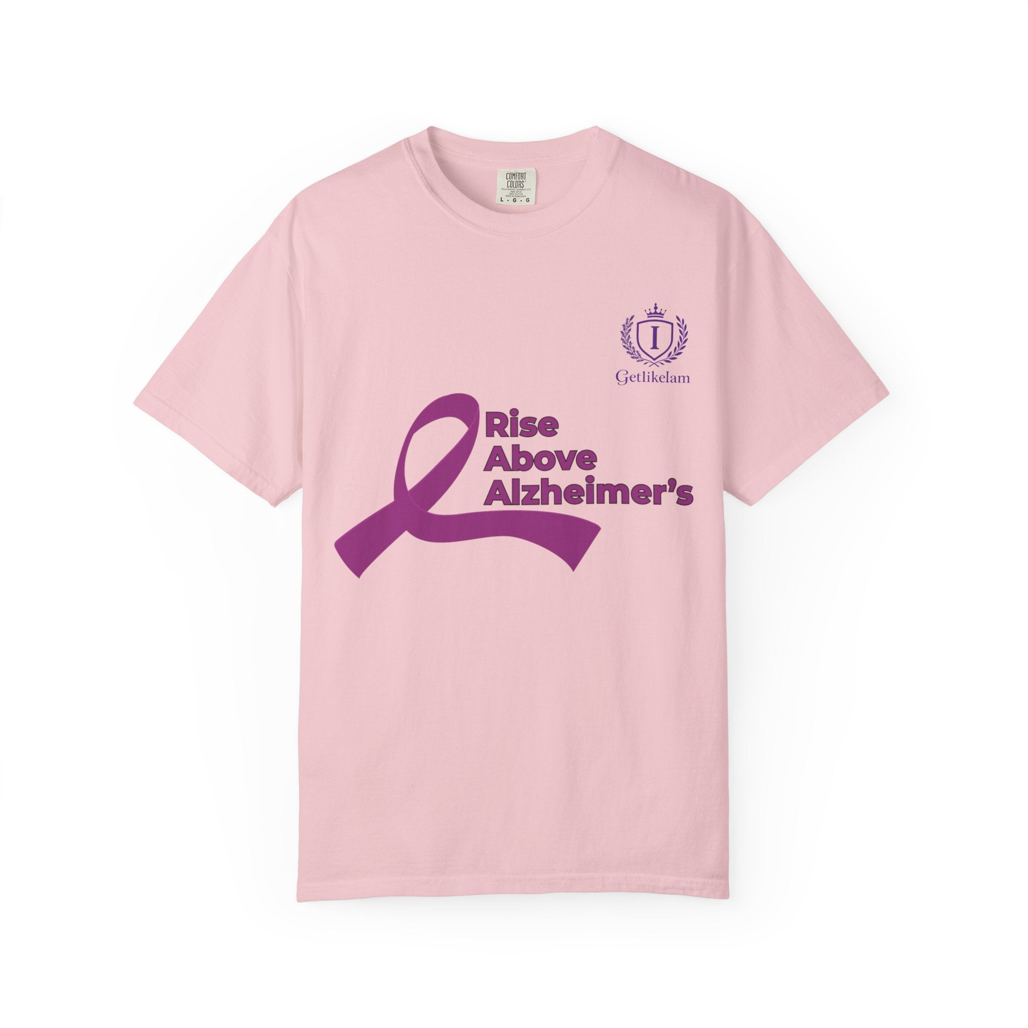 Alzheimer’s Awareness T-Shirt – “Rise Above Alzheimer’s” Purple Ribbon Tee