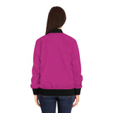 Women's Pink Bomber Jacket — 'Let's Be Friends' Heart Patch Graphic