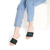 Women's Removable-Strap Slide Sandals — Customizable White Strap with Bold Green Text
