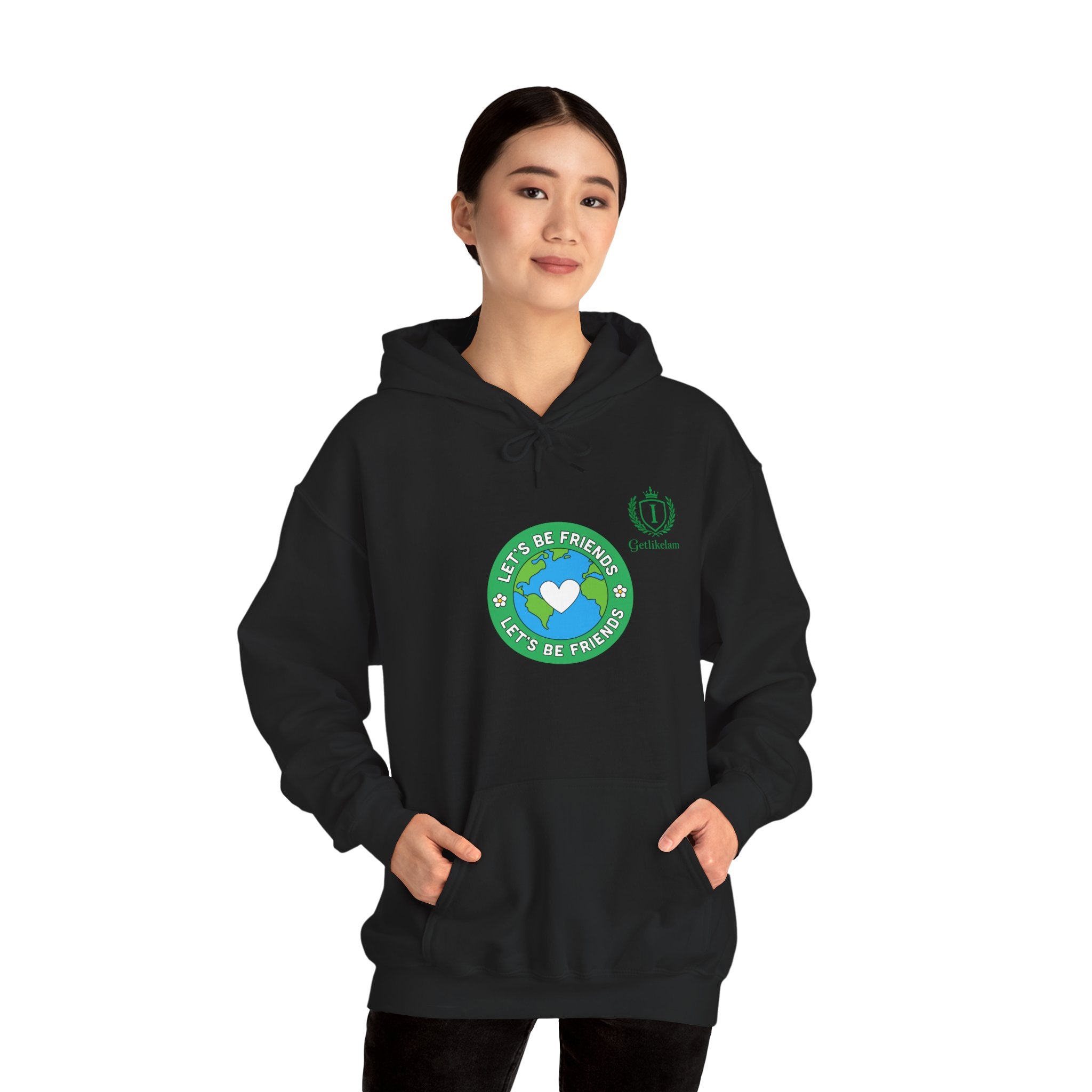 Friendship Earth Hoodie — "Be Kind, Be Friends" Graphic Pullover