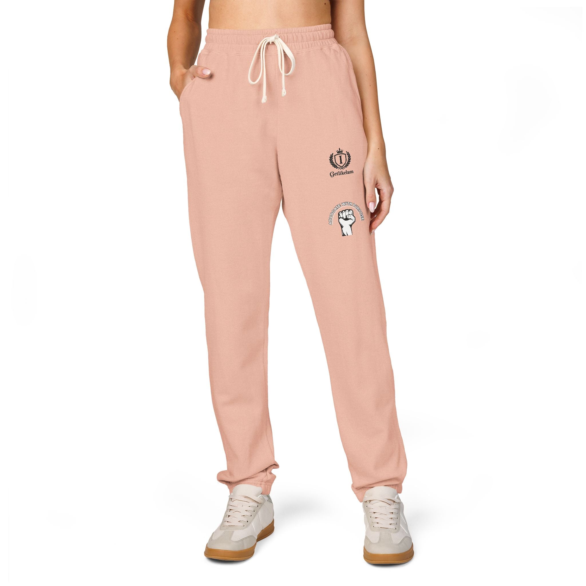 Embroidered Crest Sweatpants — Garment-Dyed Fleece Joggers