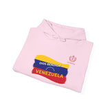 Venezuela Flag Brushstroke Hoodie — "Dios Bendiga Venezuela" Patriotic Sweatshirt