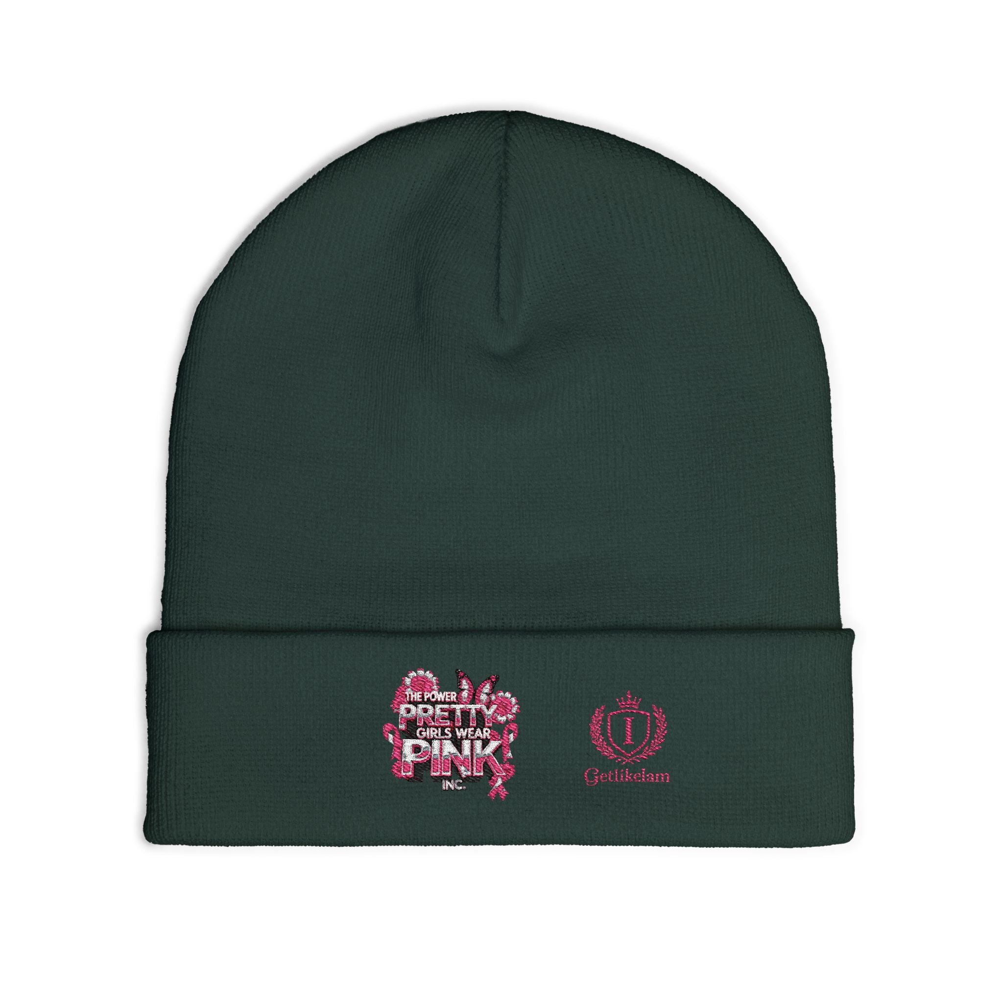Embroidered Knit Beanie — "Pretty Girls Wear Pink" Unisex Beanie
