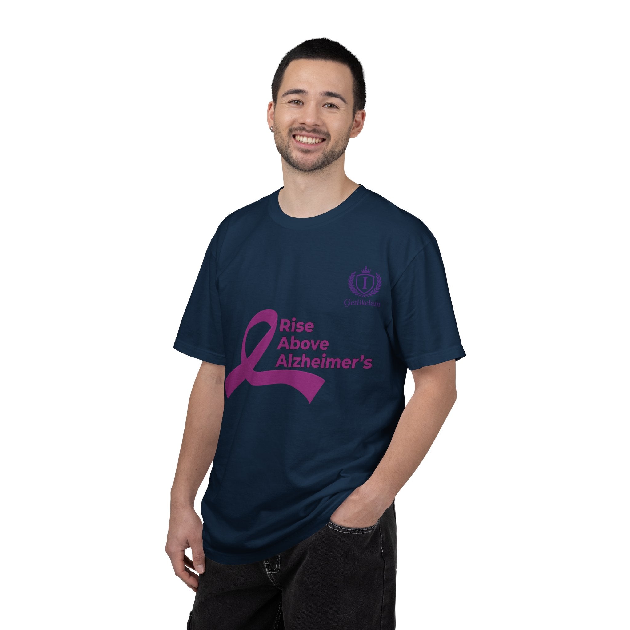 Alzheimer’s Awareness T-Shirt – “Rise Above Alzheimer’s” Purple Ribbon Tee