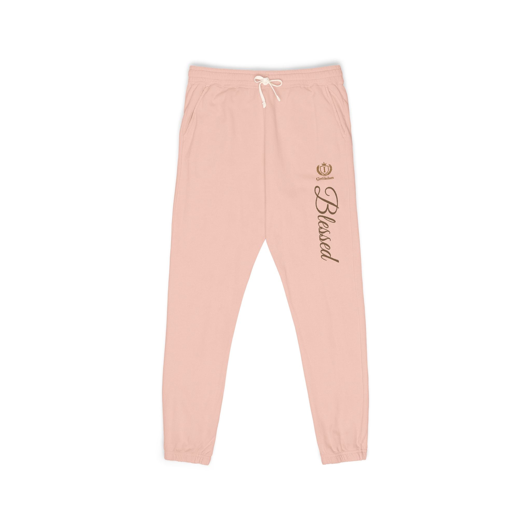 Blessed Script Sweatpants — Cozy Cream Fleece Joggers