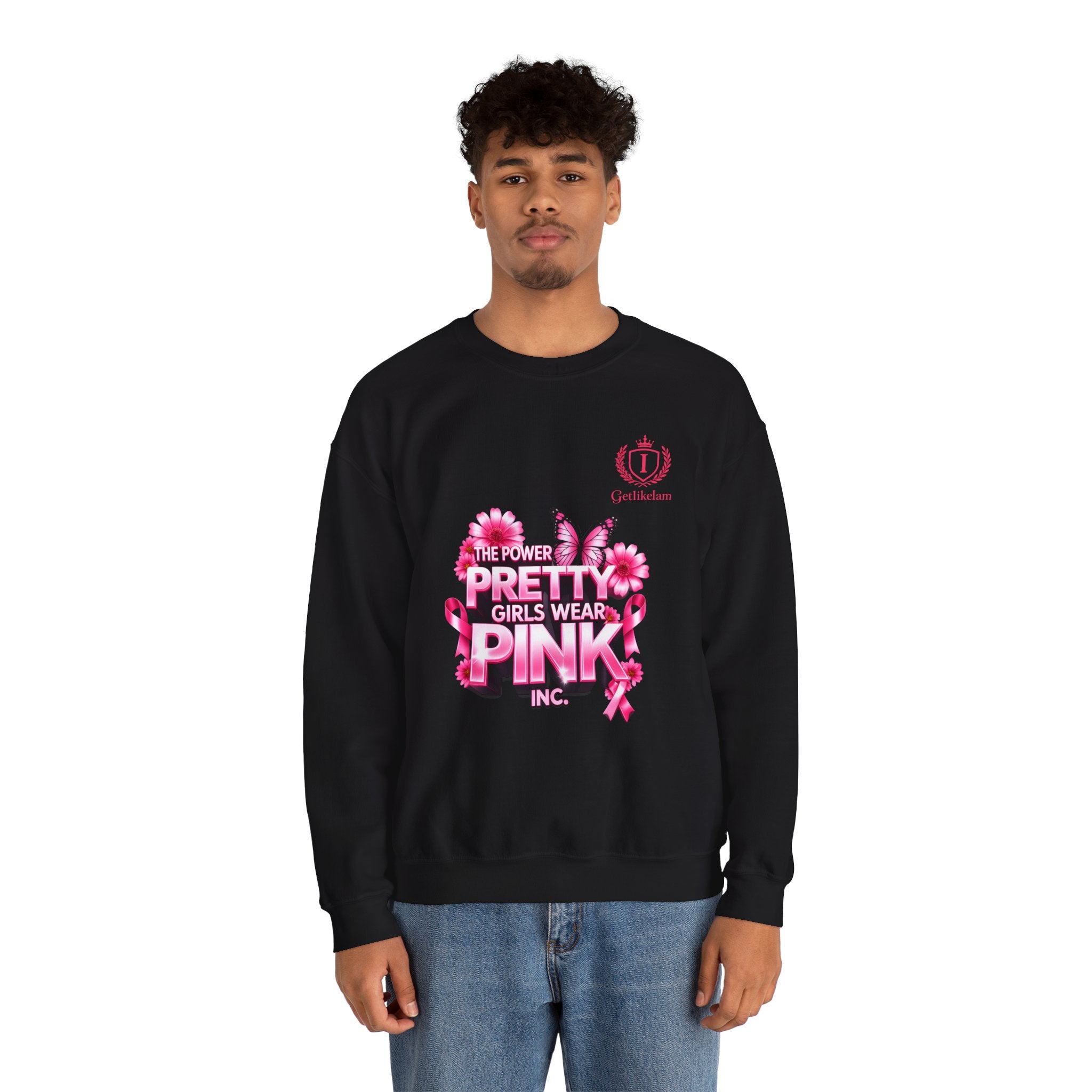 Pink Butterfly 'Pretty Girls Wear Pink' Crewneck Sweatshirt