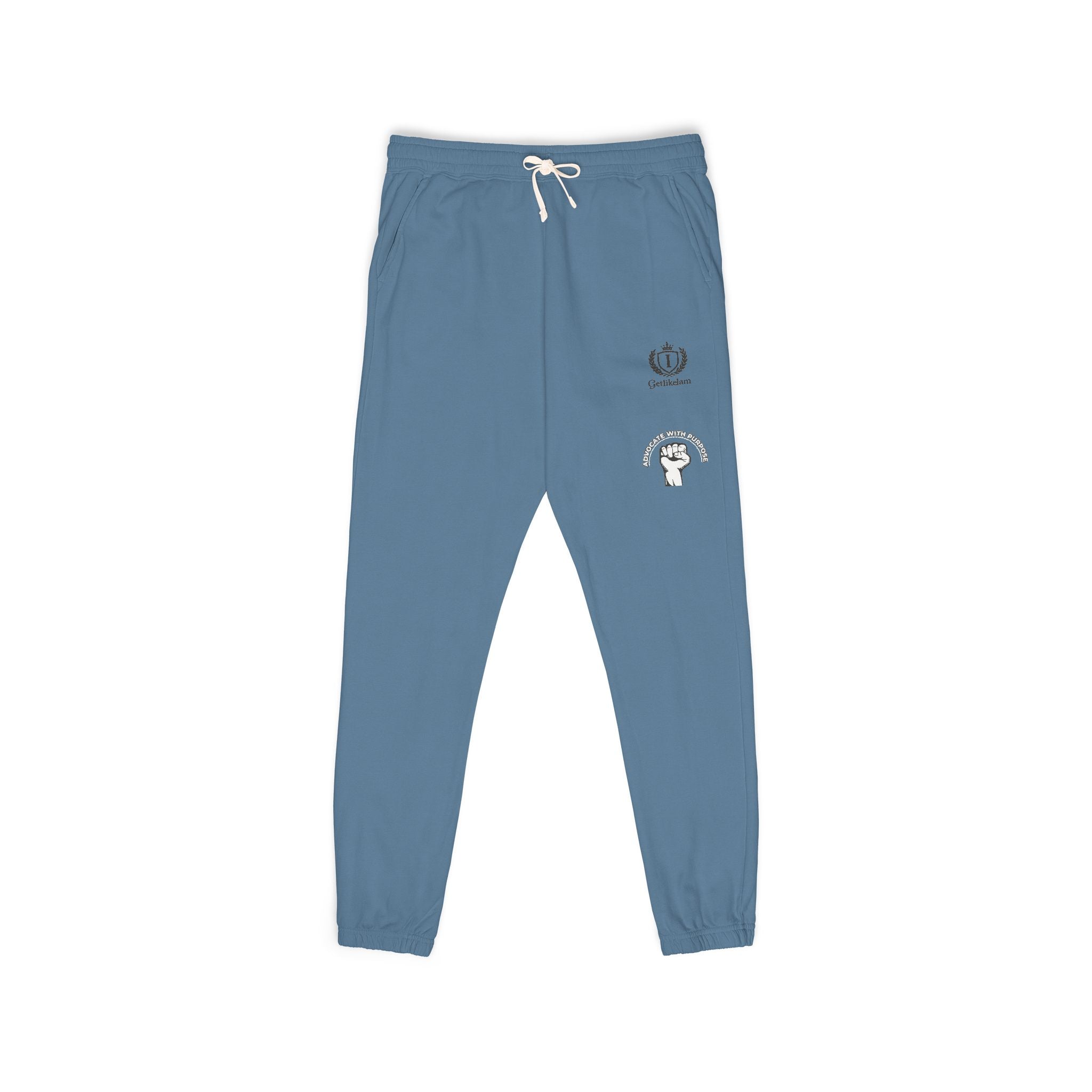 Embroidered Crest Sweatpants — Garment-Dyed Fleece Joggers