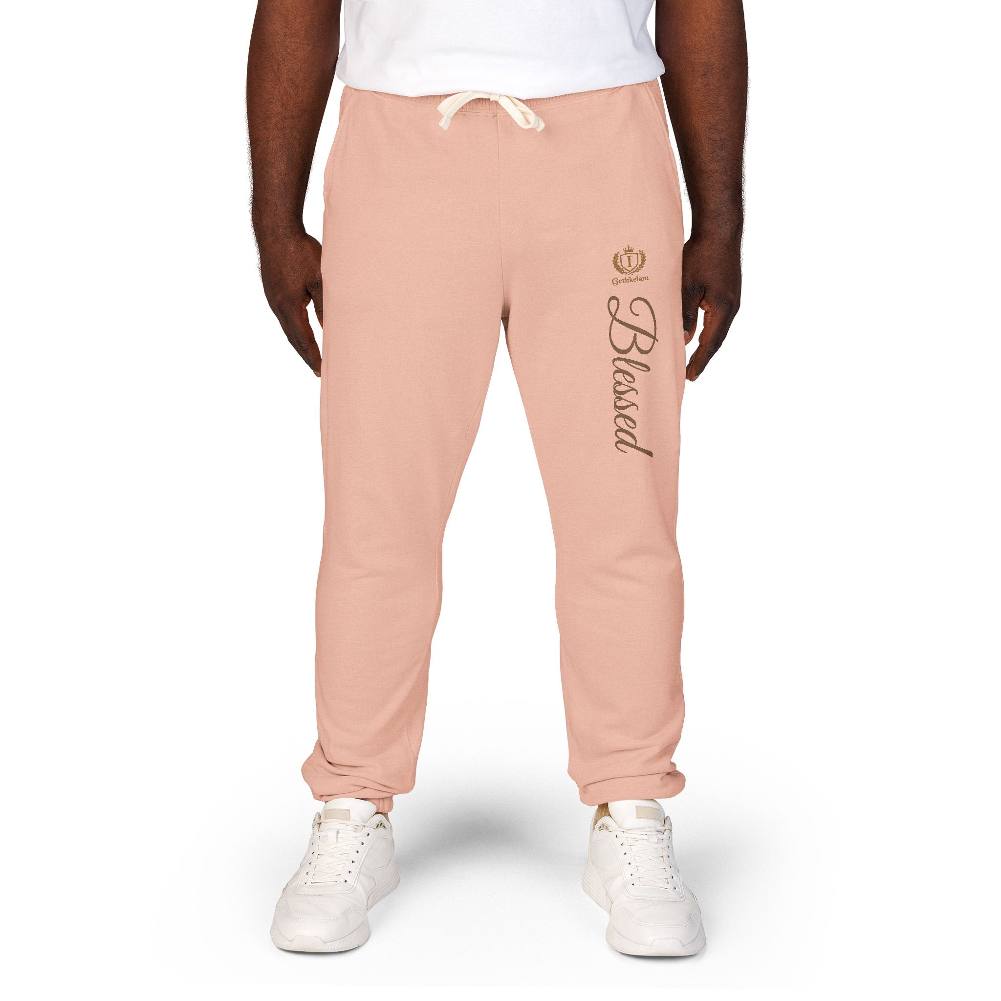 Blessed Script Sweatpants — Cozy Cream Fleece Joggers
