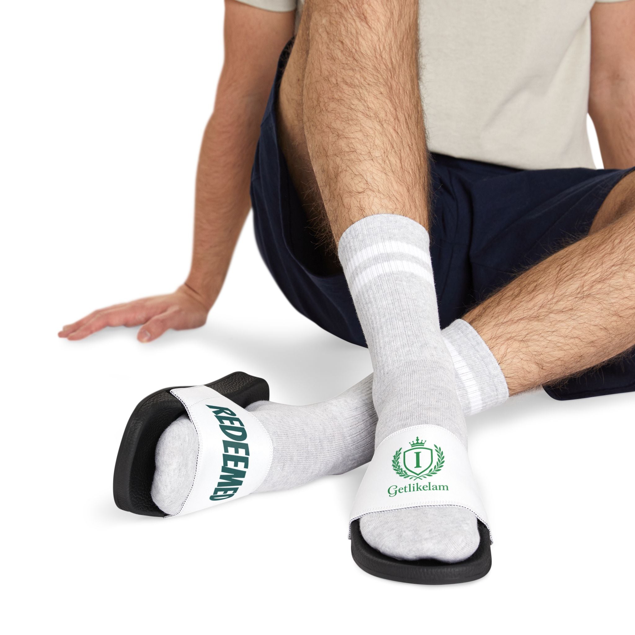 Men's Slide Sandals — Removable Strap Athletic Pool & Casual Beach Slides