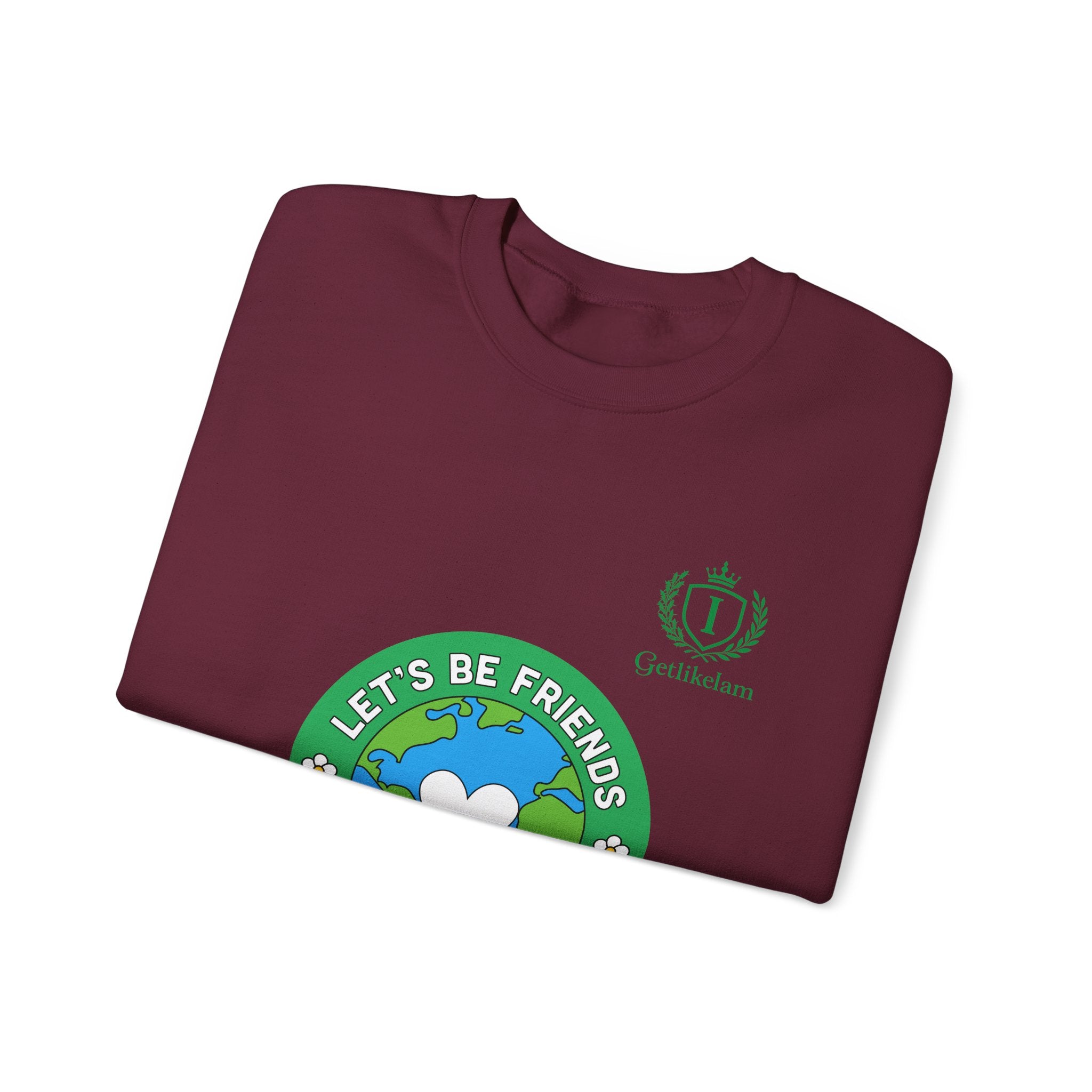 Friendship Earth Crewneck Sweatshirt — "Let's Be Friends" Graphic