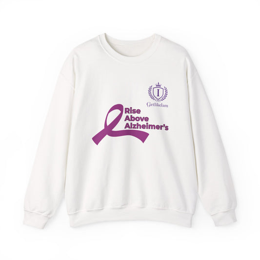 Rise Above Alzheimer's Crewneck Sweatshirt - Purple Ribbon Memory Awareness