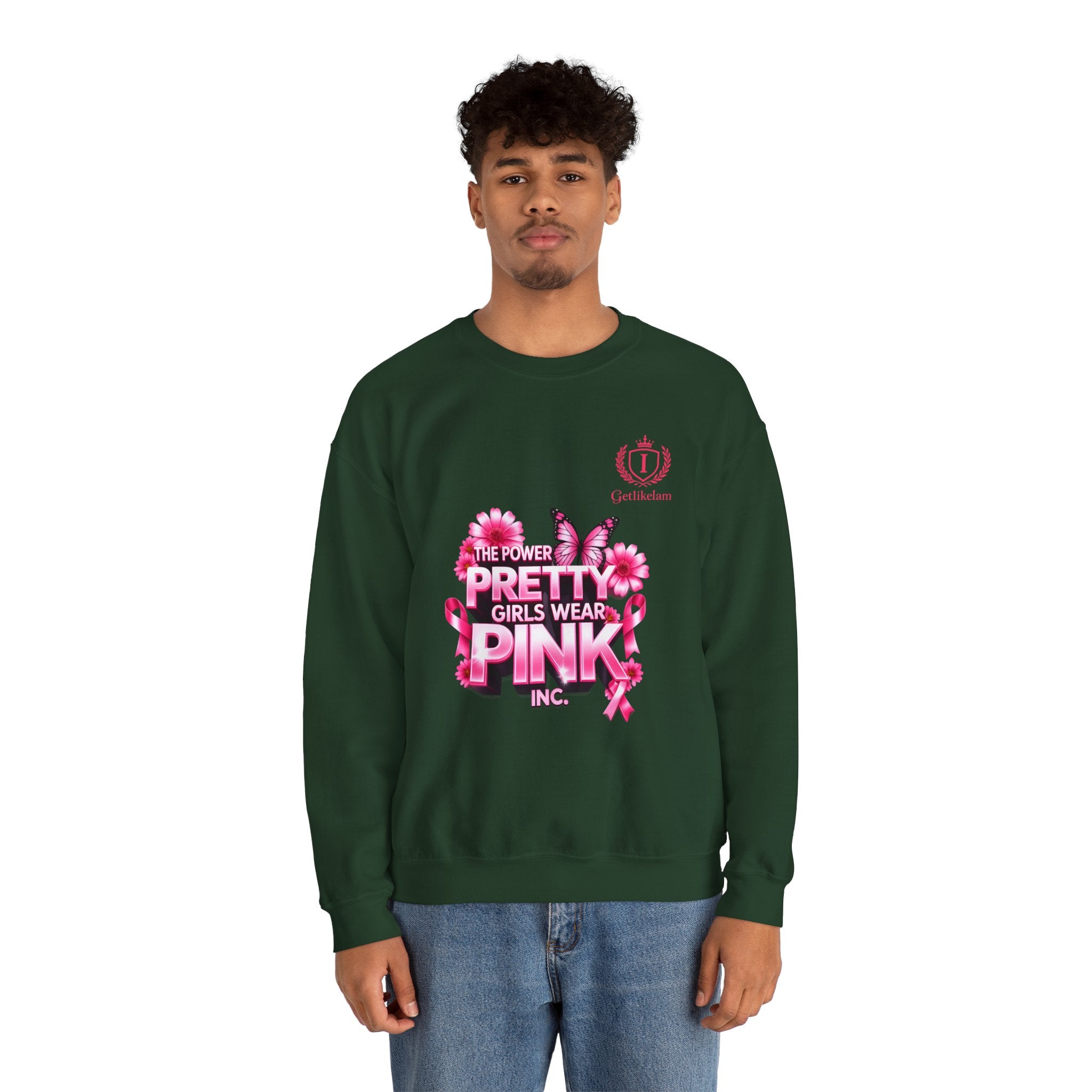 Pink Butterfly 'Pretty Girls Wear Pink' Crewneck Sweatshirt