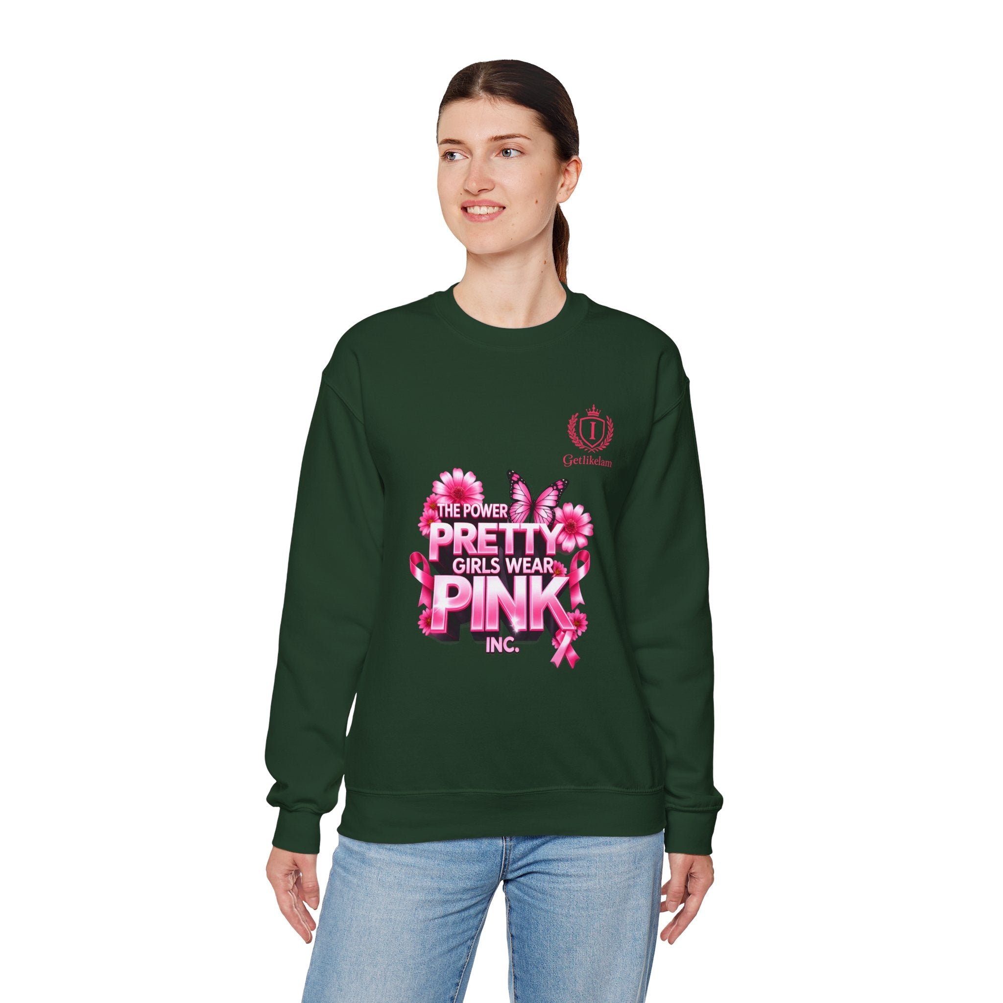 Pink Butterfly 'Pretty Girls Wear Pink' Crewneck Sweatshirt