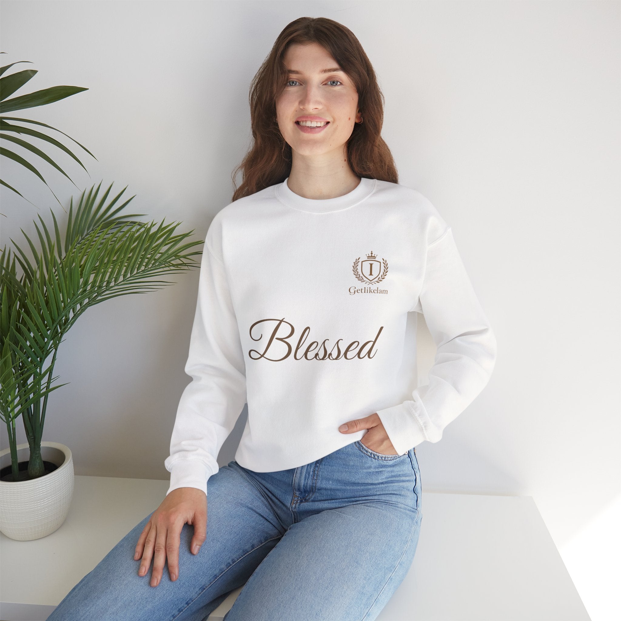 Blessed Crewneck Sweatshirt — Minimal Christian Faith Pullover