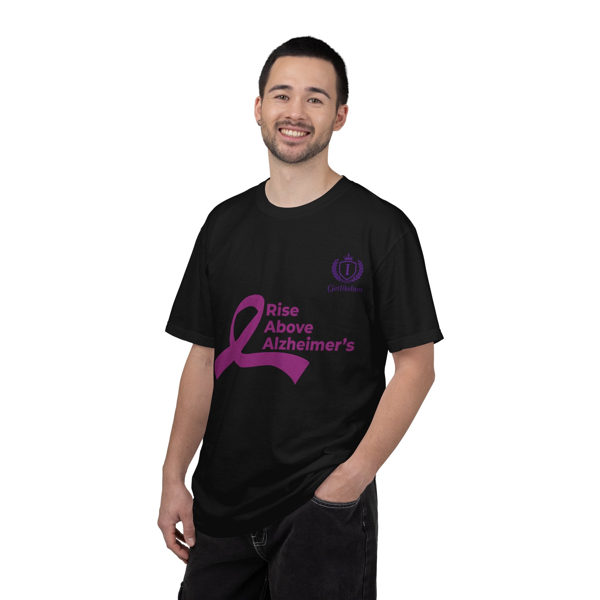 Alzheimer’s Awareness T-Shirt – “Rise Above Alzheimer’s” Purple Ribbon Tee