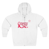 Breast Cancer Awareness Zip Hoodie — "Together We Beat Cancer" Pink Ribbon