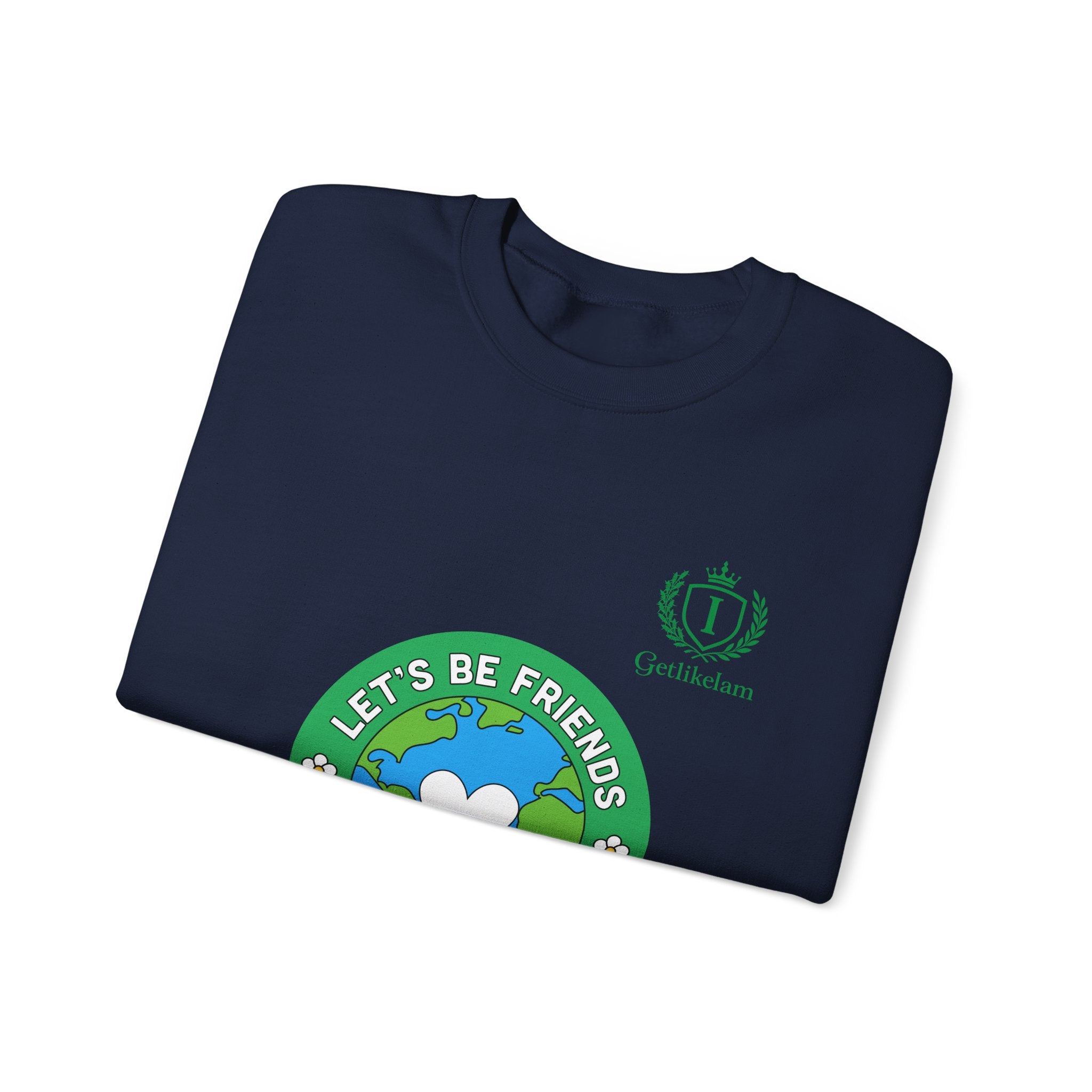 Friendship Earth Crewneck Sweatshirt — "Let's Be Friends" Graphic