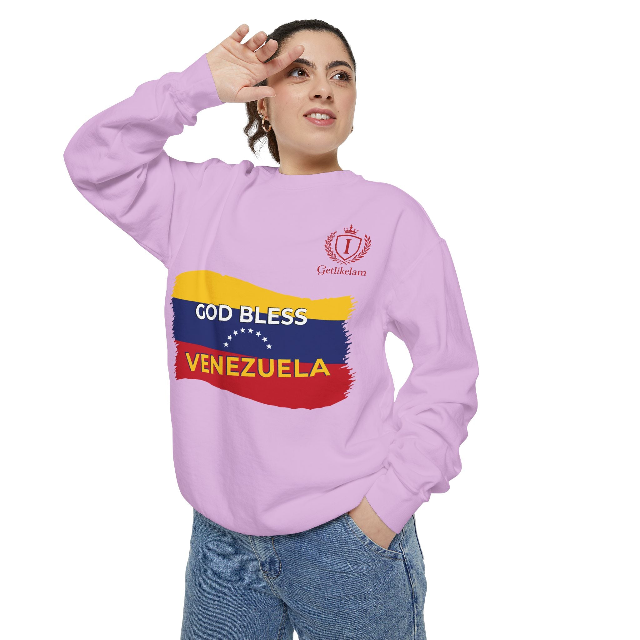 God Bless Venezuela Sweatshirt — Venezuelan Flag Brushstroke Crewneck