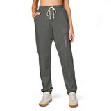 Ember Lotus Sweatpants — Garment-Dyed Fleece Joggers with ‘Namaste’ Vertical Print