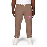 Embroidered Pink Floral Logo Sweatpants — Garment-Dyed Fleece Joggers