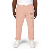 Embroidered Crest Sweatpants — Garment-Dyed Fleece Joggers