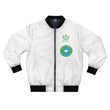 White Bomber Jacket with Green Heart 'Save the Planet' Patch