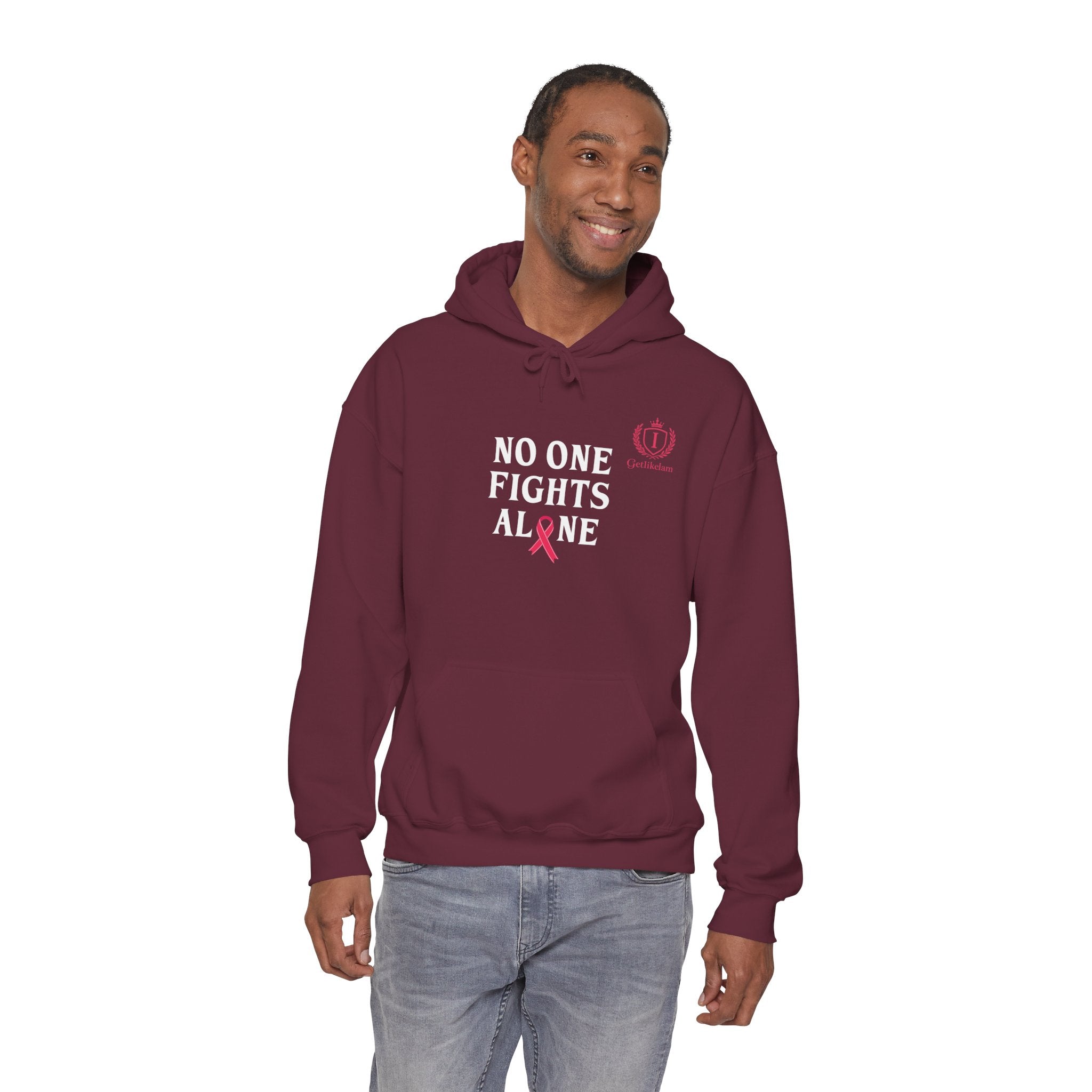 Cancer Awareness Hoodie — "No One Fights Alone" Support Hoodie