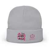Embroidered Knit Beanie — "Pretty Girls Wear Pink" Unisex Beanie