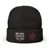 Beanie — "No One Fights Alone" Embroidered Cancer Awareness Knit Cap