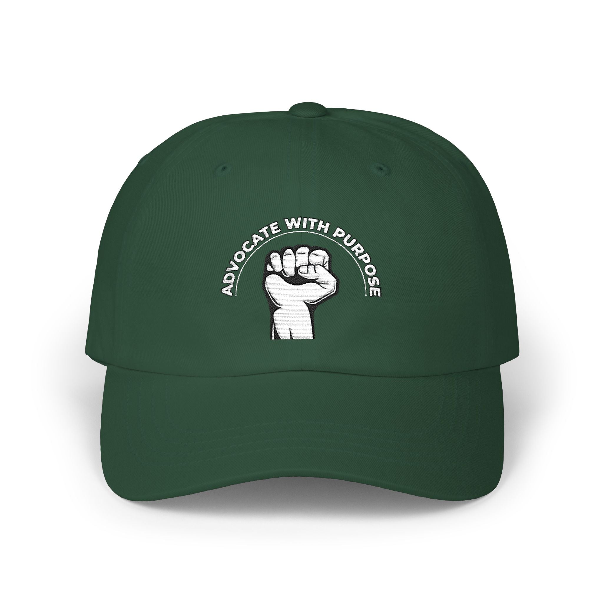 Classic Dad Cap — Raised Fist Graphic “Power With Purpose” Embroidered Hat