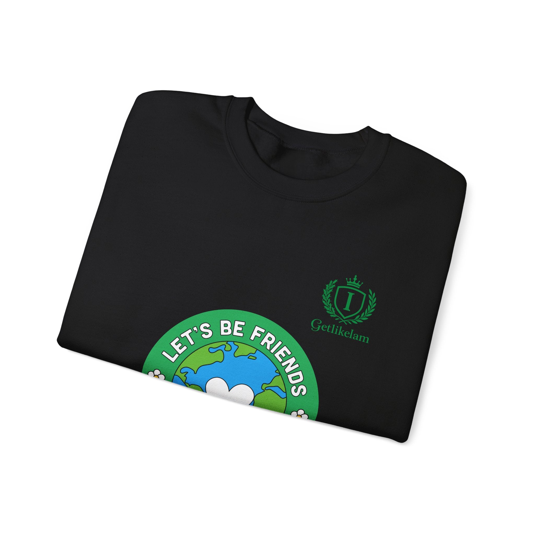 Friendship Earth Crewneck Sweatshirt — "Let's Be Friends" Graphic