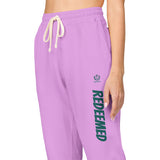 Cream 'Roosevelt' Vertical Logo Sweatpants — Cozy Garment-Dyed Fleece