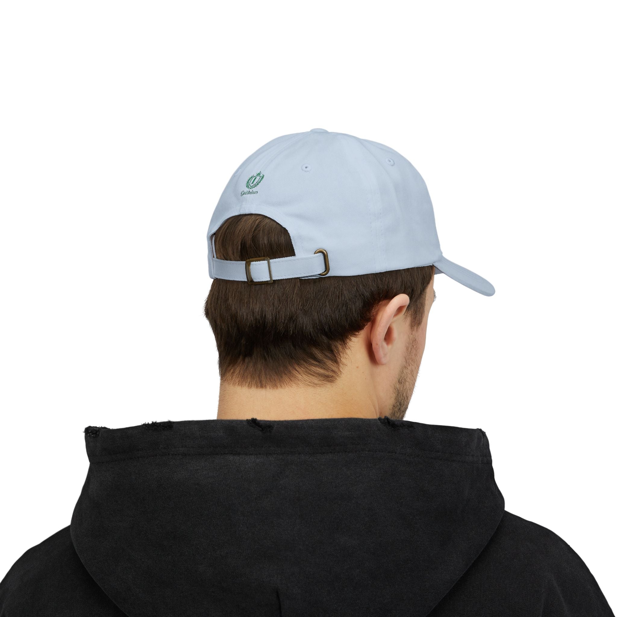 Redeemed Embroidered Dad Cap — White Baseball Hat with Green Script