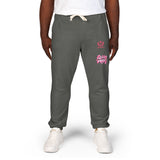 Embroidered Pink Floral Logo Sweatpants — Garment-Dyed Fleece Joggers