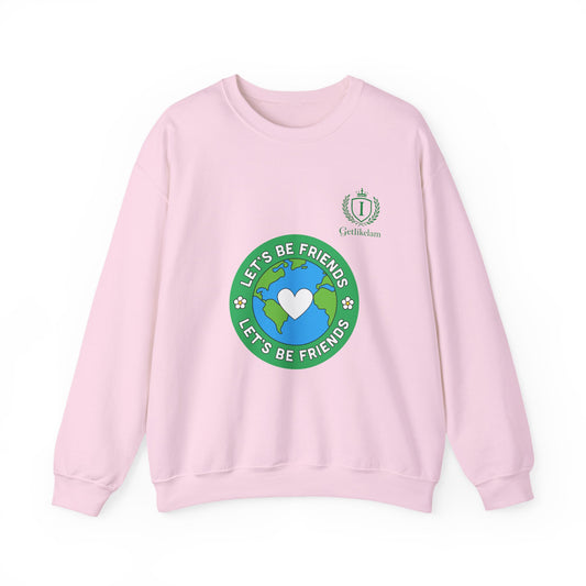 Friendship Earth Crewneck Sweatshirt — "Let's Be Friends" Graphic