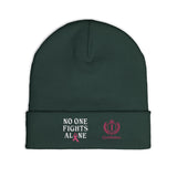 Beanie — "No One Fights Alone" Embroidered Cancer Awareness Knit Cap
