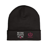 Beanie — "No One Fights Alone" Embroidered Cancer Awareness Knit Cap