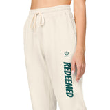 Cream 'Roosevelt' Vertical Logo Sweatpants — Cozy Garment-Dyed Fleece