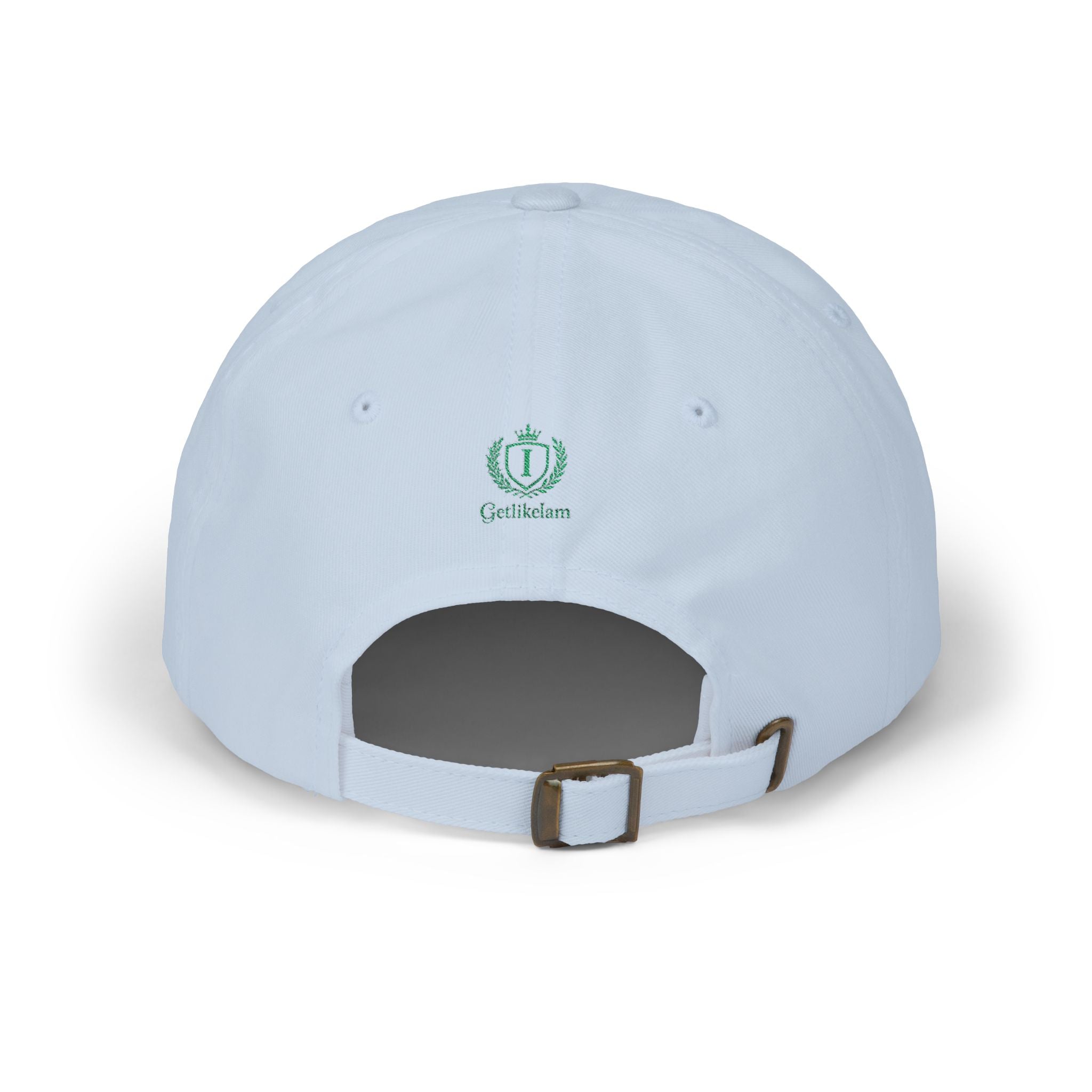 Redeemed Embroidered Dad Cap — White Baseball Hat with Green Script