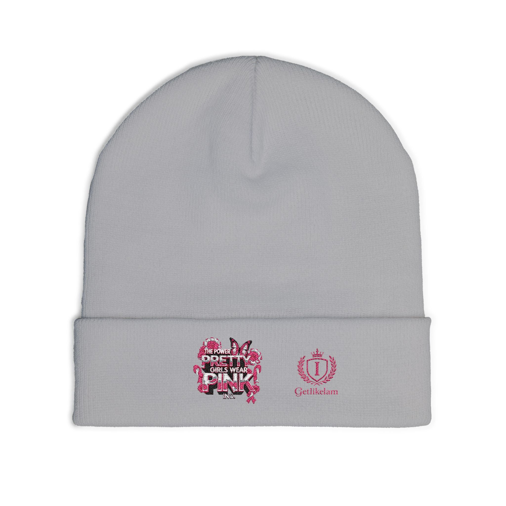 Embroidered Knit Beanie — "Pretty Girls Wear Pink" Unisex Beanie