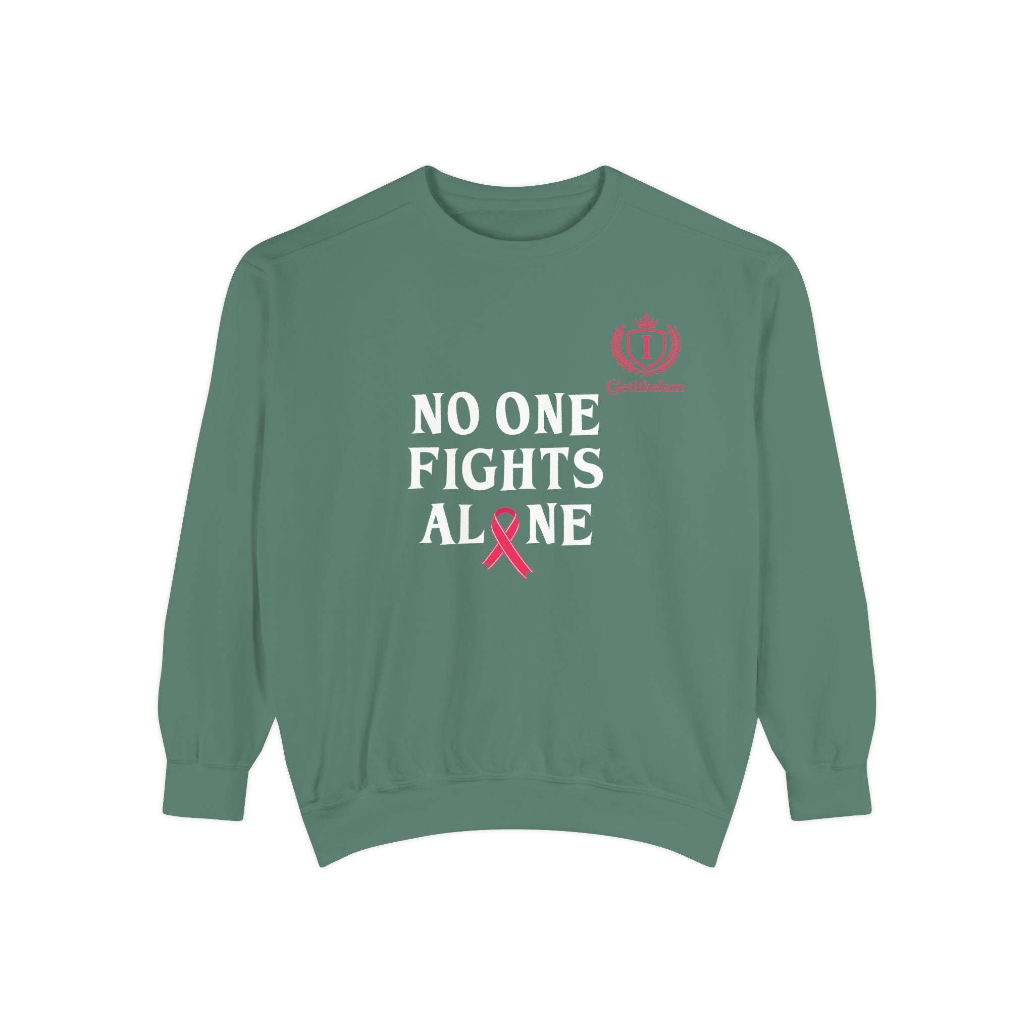 No One Fights Alone Sweatshirt — Cancer Awareness Crewneck