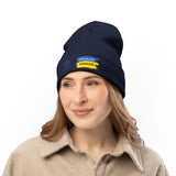 Embroidered 'God Bless Ukraine' Knit Beanie — Supportive Winter Hat