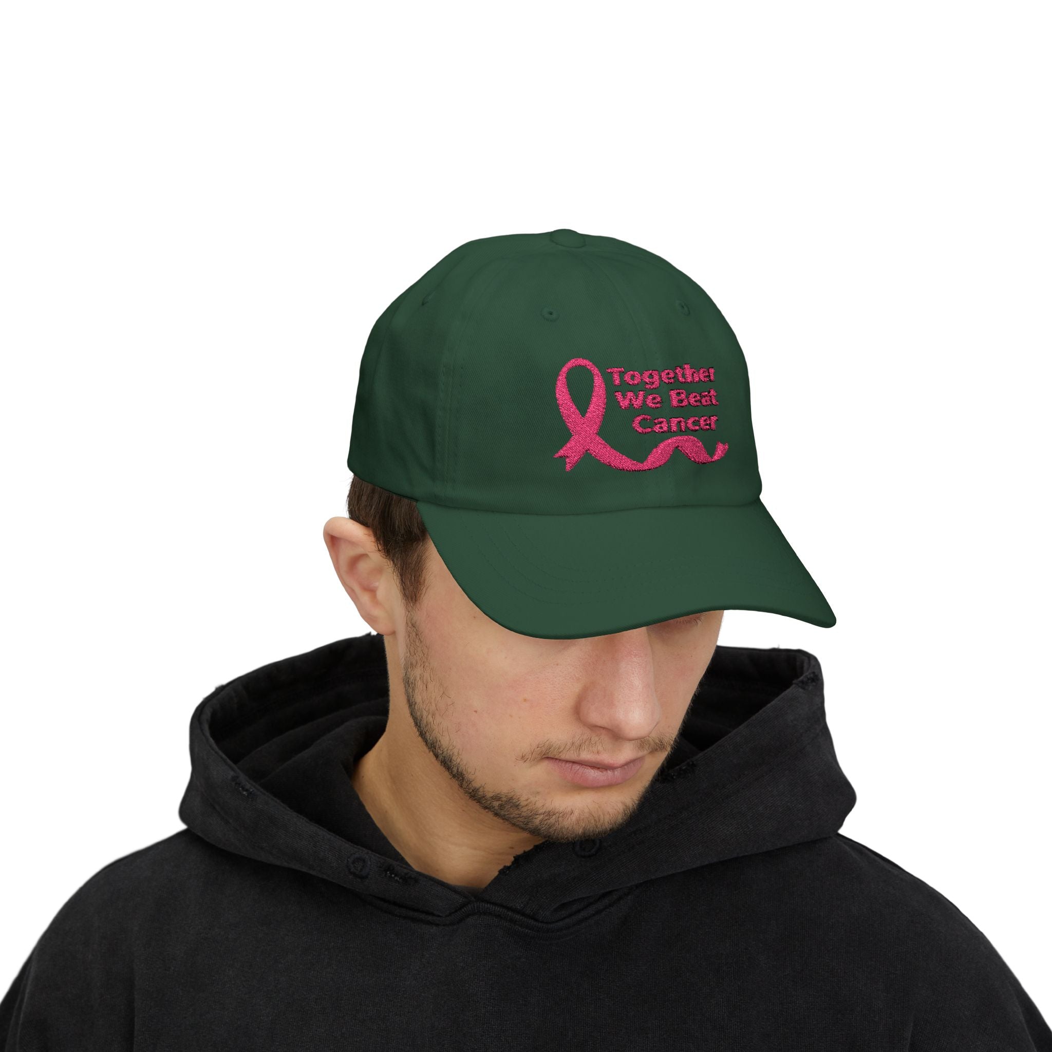 Classic cap with “Together We Beat Cancer” script lettering.