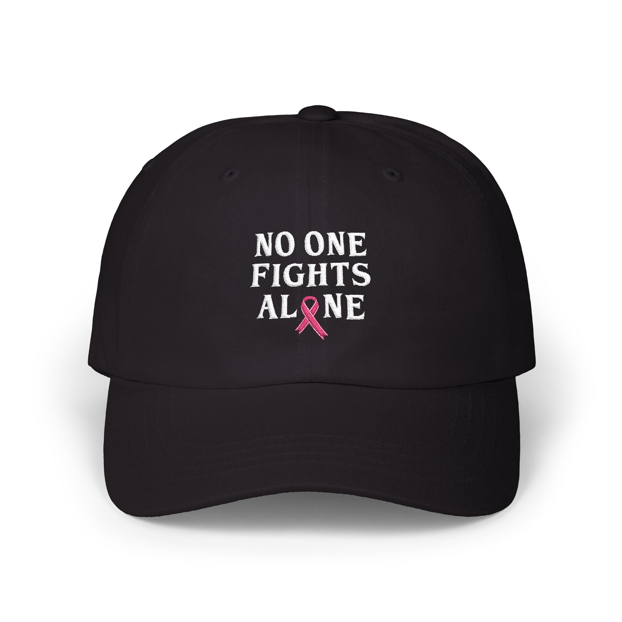 Ball Cap — "No One Fights Alone" Pink Ribbon Cancer Awareness Hat