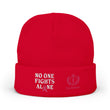 Beanie — "No One Fights Alone" Embroidered Cancer Awareness Knit Cap